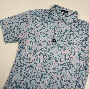 Bad Birdie Polo Shirt Mens Large Blue Camo Print Golf Performance Stretch